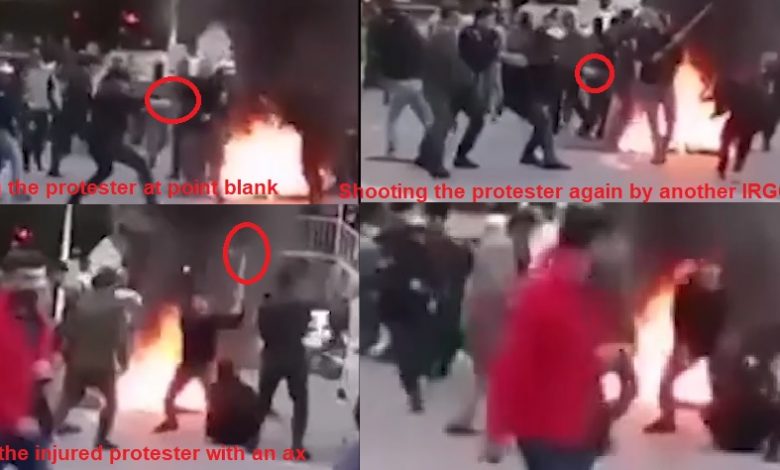 Brutal attack on protester at point blank in Gorgan - November 2019