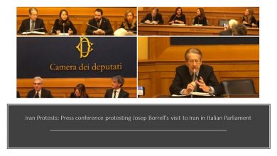 Iran: Press conference protesting Josep Borrell's visit to Iran in Italian Parliament 390