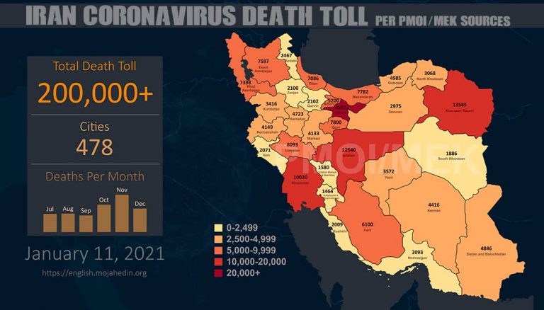 Iran: The Staggering Coronavirus Death Toll in 478 Cities Exceeded 200,000