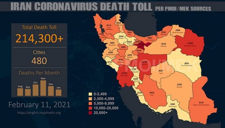 Iran: Coronavirus Death Toll in 480 Cities Exceeds 214,300