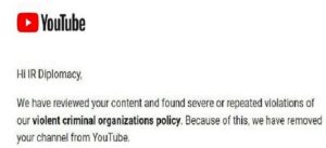 Iran News: YouTube Removes Iranian Regime’s Foreign Ministry Account for Violating Guidelines