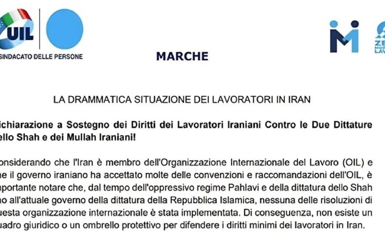 Italian Trade Union with 2 Million Members Declares Solidarity with Iranian Workers’ Struggle